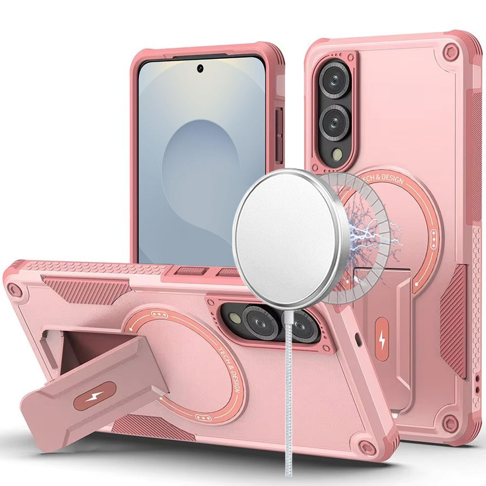 For Samsung Galaxy S25 EDGE Magnetic Invisible Kickstand Holder with Magsafe, Slim Fit Shockproof Hybrid Military Grade Heavy Duty Case Cover