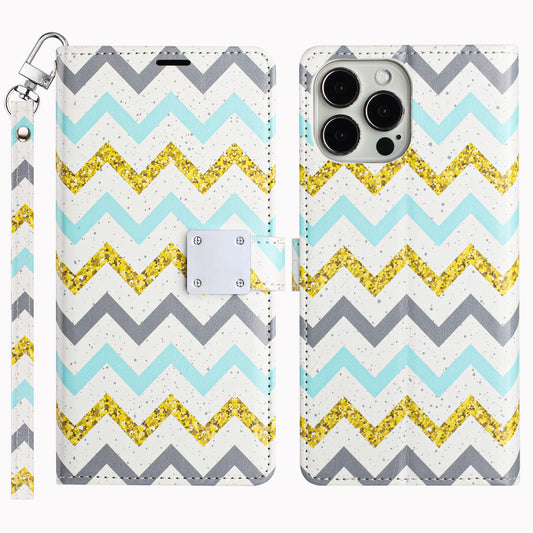 For Samsung Galaxy S24+ Plus Wallet Card Holder Magnetic Closure Shock Protection Lanyard Strap Secure Storage Design Case Cover ZigZag