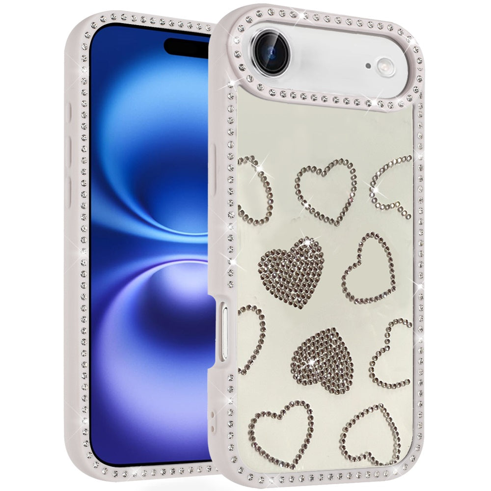 For Apple iPhone 17 Air (6.6") Spread Love Glitter Shimmer Bling Diamond Edge Hybrid Drop Protection Shockproof Design Case Cover