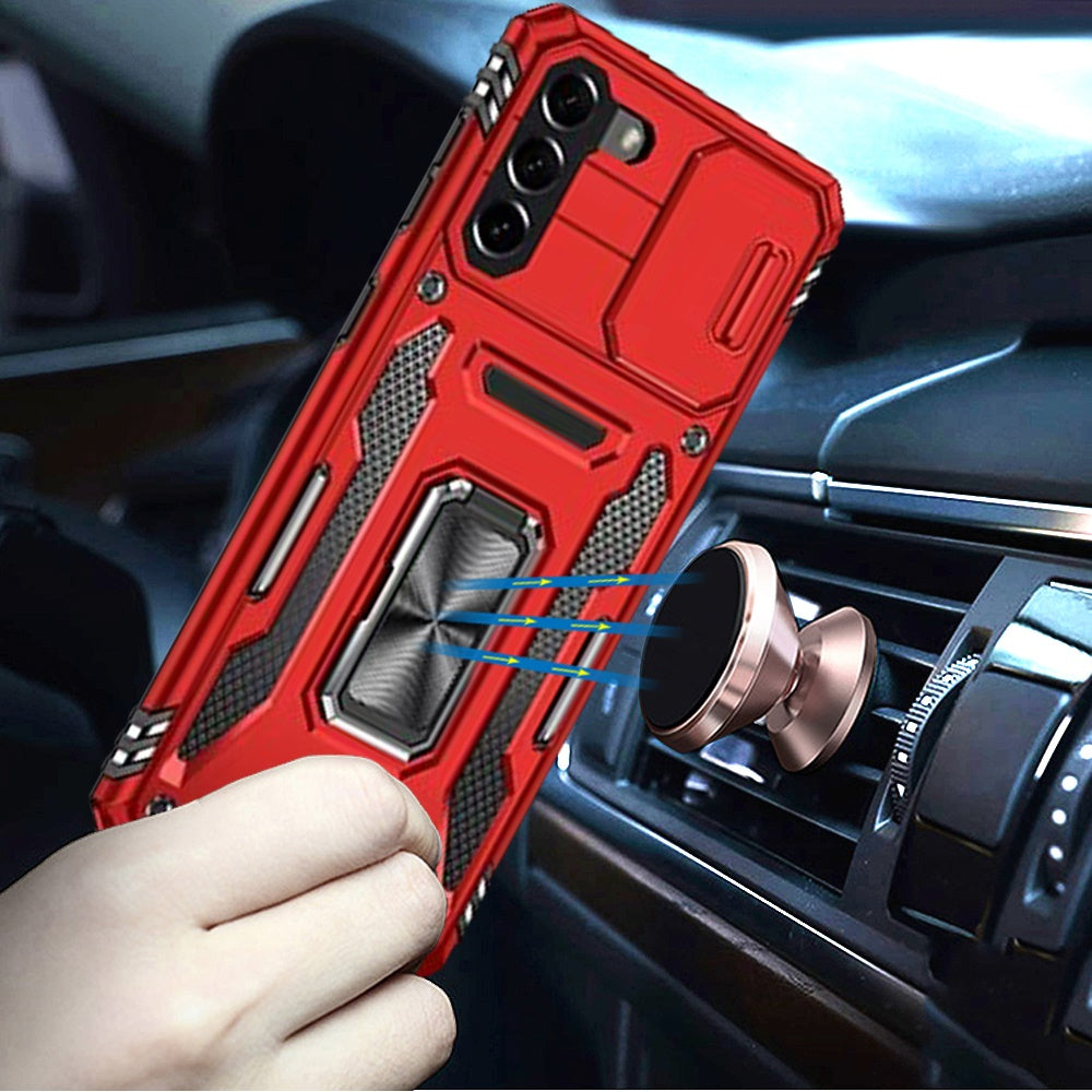For Samsung Galaxy S22 Hybrid Case with Rotation Ring Stand Shockproof & Camera Window TPU Armor Dropproof Case Cover