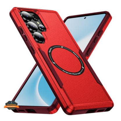 For Samsung Galaxy S25 Ultra Heavy Duty Rugged & Dual-Layer Protection and Magnetic Circle Compatible with Magsafe Shockproof Case Cover