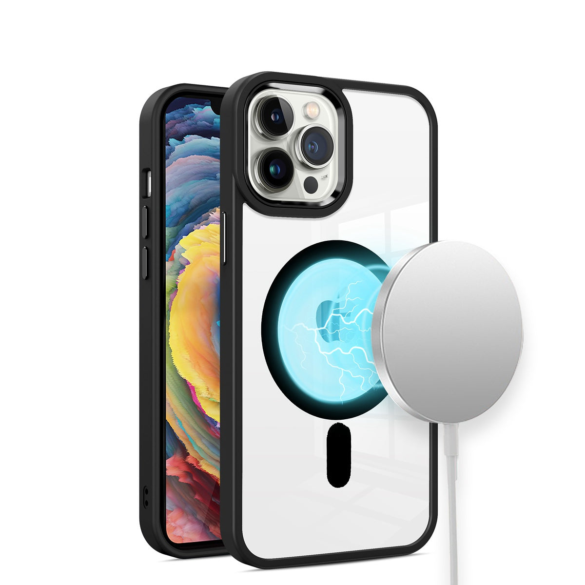 For Apple iPhone 16 Pro (6.3") Magnetic Case with Built in Magnets Compatible with MagSafe, Transparent Slim Hybrid Frame Bumper Case Cover Clear