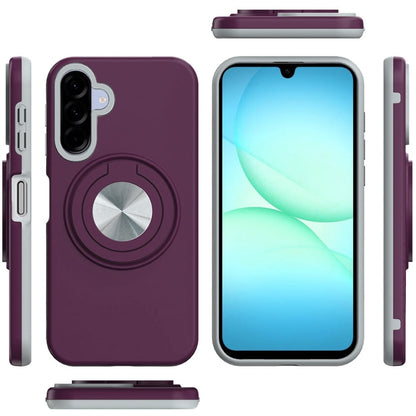 Phone Case for Samsung Galaxy A27 Shockproof Magnetic Ring Stand Rotating CarMount Hybrid Metal Matte Finish AntiSlip Grip Kickstand Cover Purple