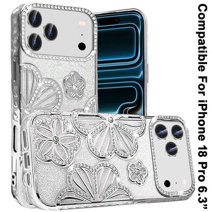 Phone Case for Apple iPhone 18 Pro Shimmer Glitter Floral Thick TPU Shockproof Durable Grip Camera Protection Anti-Scratch Stylish Design Cover