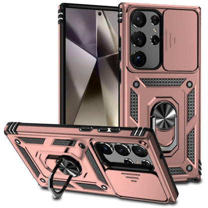 For Samsung Galaxy S25 Ultra Hybrid Ring Shockproof with 360° Rotate Ring Kickstand, Camera Lens Protection, Soft Edge Bumper Case Cover