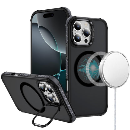 For Apple iPhone 12 Pro Max Hybrid Metal Camera Stand Ring Sturdy, Compatible with MagSafe, Matte Hard TPU Colorful Edge Case Cover