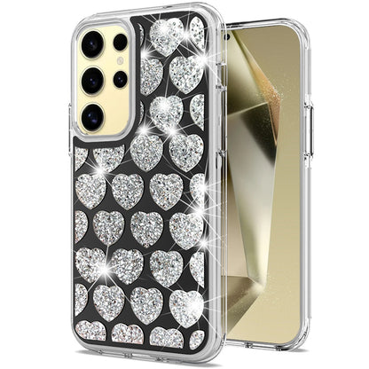 For Samsung Galaxy S25 Ultra Sparkly 3D Design Diamond Shockproof Protective Bling Glitter Rhinestone Hybrid Skin PC & TPU Case Cover