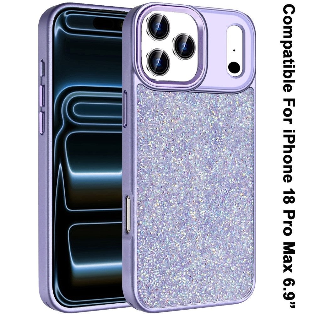 Phone Case for Apple iPhone 18 Pro Max Crystal Glass Bling Diamond Metallic Edge Shockproof Durable Protective Clear Hybrid Stylish Premium Design Cover