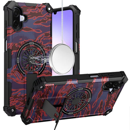 For Samsung Galaxy A07 Magnetic Invisible Kickstand Holder with CD Texture Design, Shockproof Hybrid Military Grade Heavy Duty Case Cover
