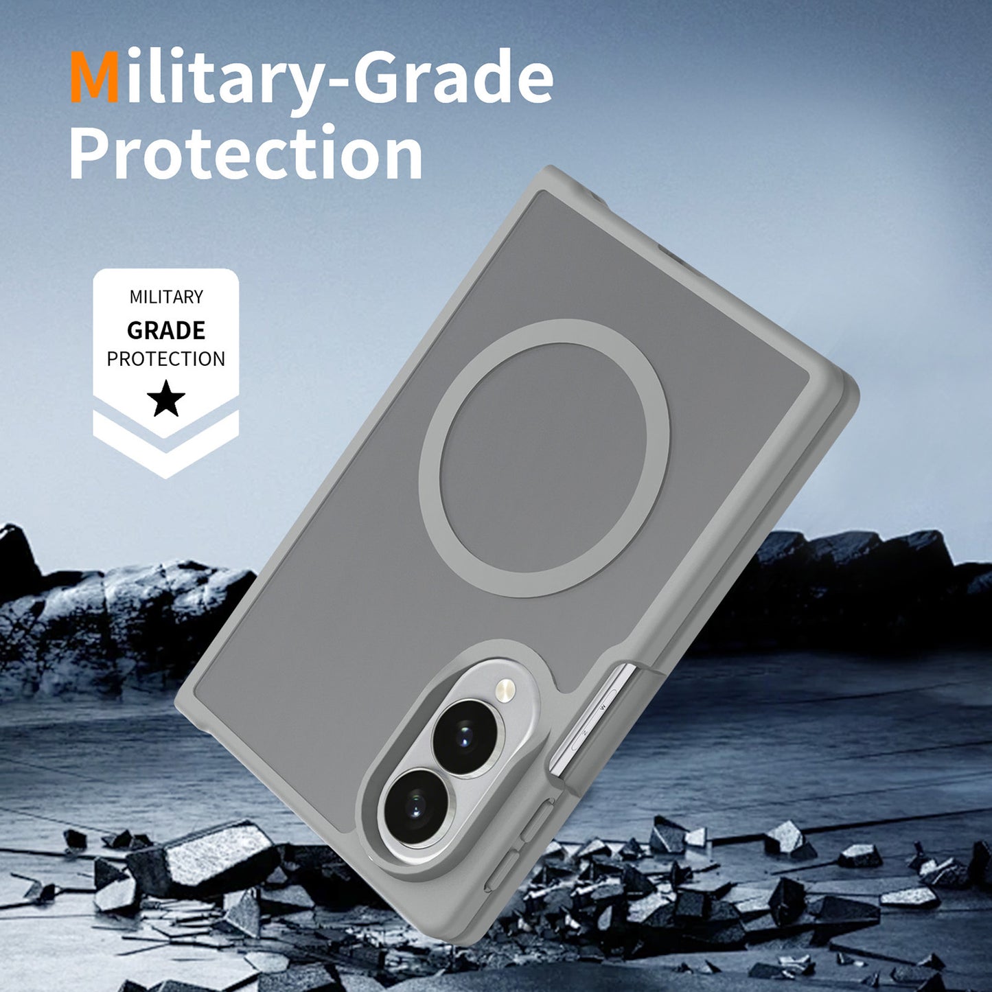 Phone Case for Samsung Galaxy Z Fold 8 Magnetic Circle Matte Hybrid Shockproof Smooth Grip Durable Camera Protection Soft Touch TPU Armor Cover