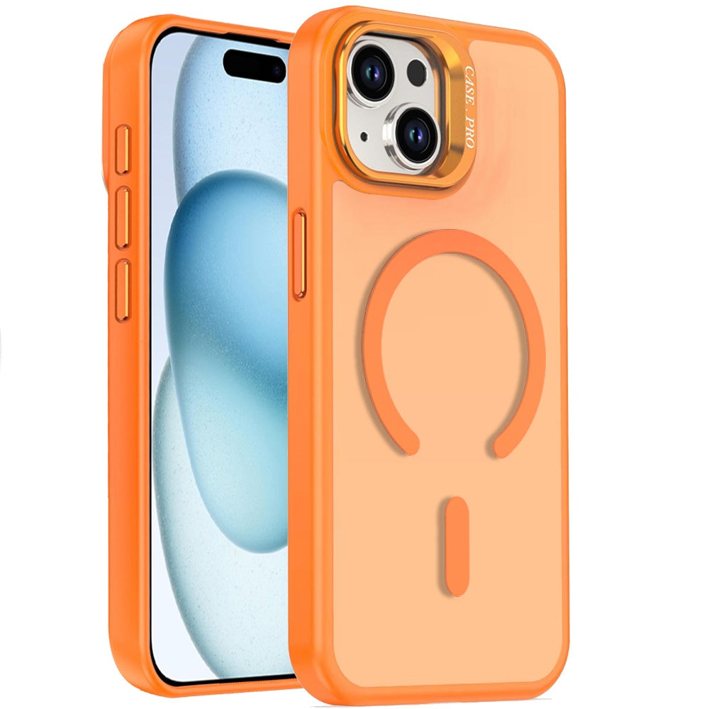 For iPhone 16 Pro Max (6.9") MagSafe Compatible Matte Metallic Stand TPU Hybrid Drop Protection Camera Kickstand Protector Cosmic Orange