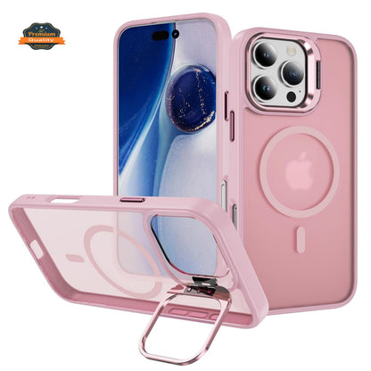 Phone Case Cover for Apple iPhone 17E /iPhone 16E Clear Back Hybrid with MagSafe Compatible Metal Camera Stand Colorful Bumper Frame Shockproof Cover