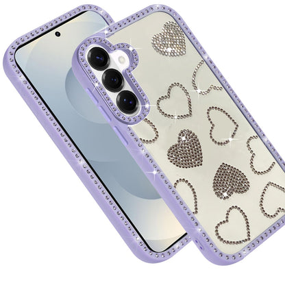 For Samsung Galaxy S26 Spread Love Glitter Shimmer Bling Diamond Edge Hybrid Drop Protection Shockproof Design Case Cover