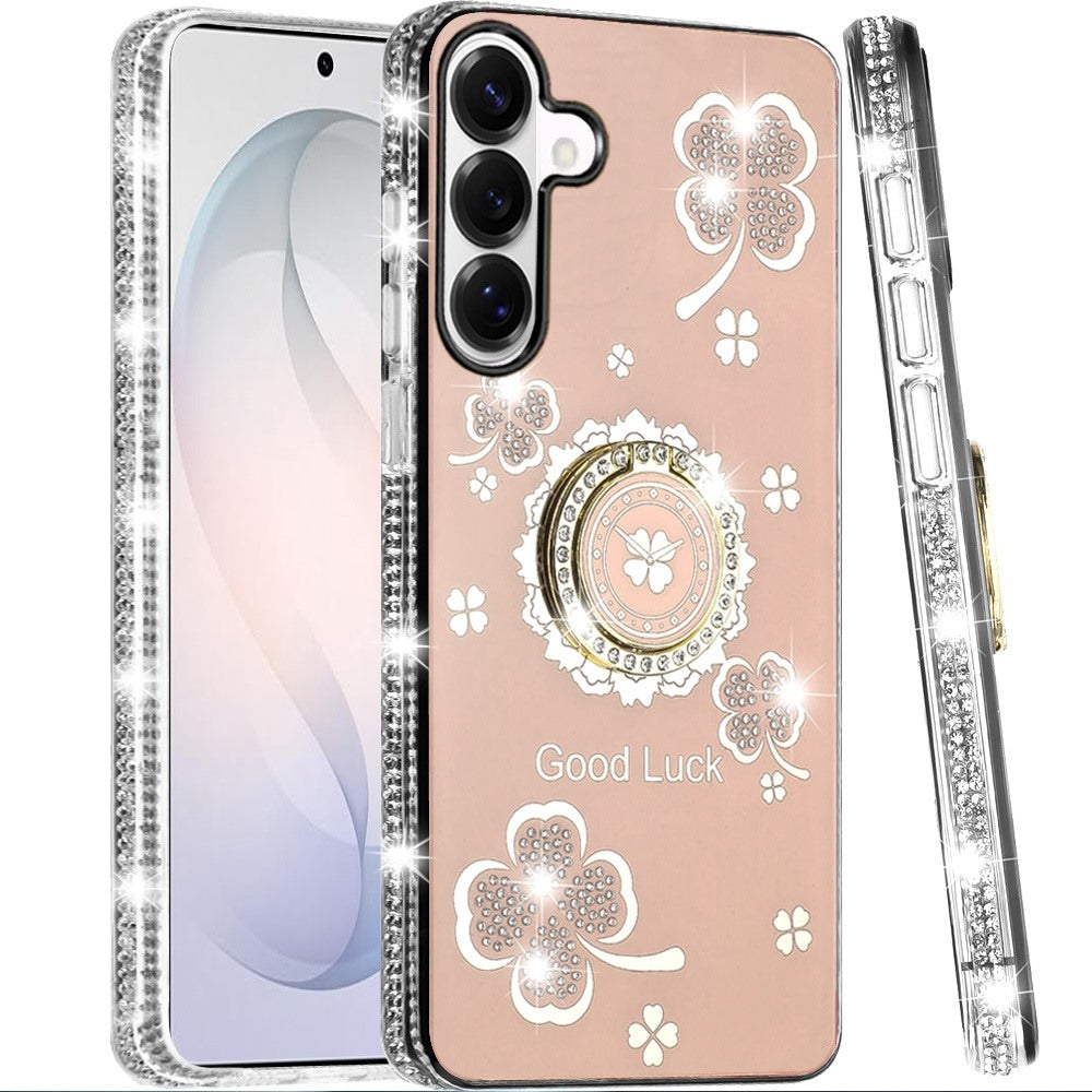 Phone Case for Samsung Galaxy S26 FE /S26 Fan Edition Glitter Diamond Ring Stand Sparkle Rhinestone Edge AntiSlip Kickstand Luxury Fashion Bumper Shockproof Cover