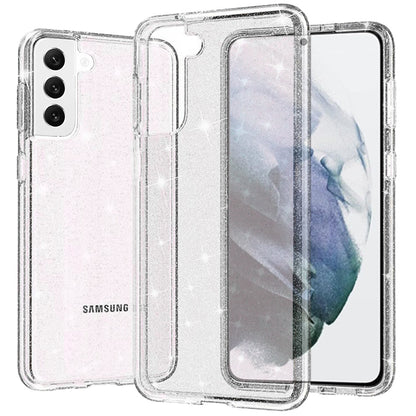 For Samsung Galaxy S26 Transparent Glitter Shiny Sparkle Bling TPU Rubber Hard Back Hybrid Frame Shockproof Case Cover