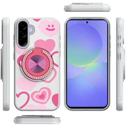 For Samsung Galaxy A37 Pattern Design Hybrid with Invisible Ring Stand & Magnetic Back, Shockproof Protective Grip Case Cover