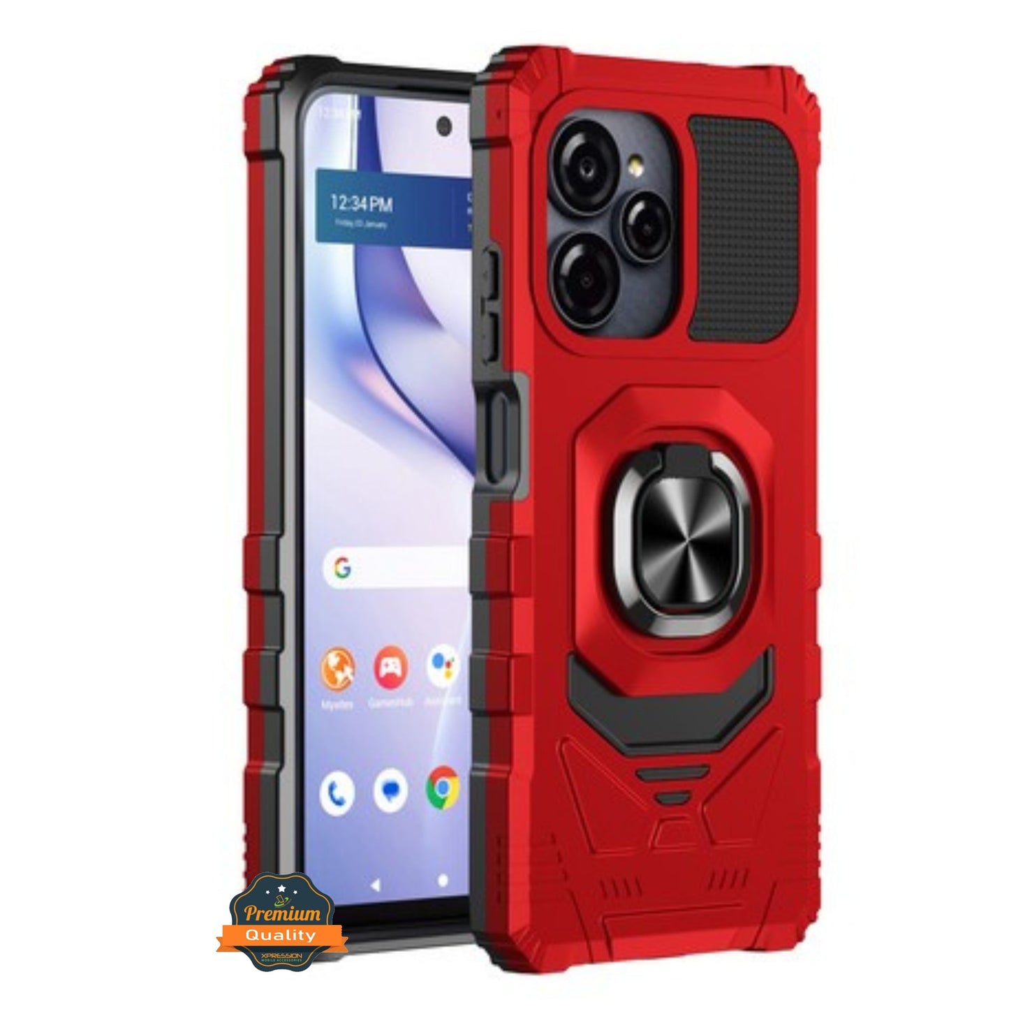 For AT&T Propel 3 Hybrid Magnetic Car Mount Ring Kickstand Stand Holder Full-Body Armor Protective [Military Grade] Case Cover