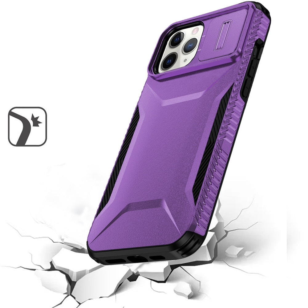 Phone Case for Apple iPhone 11 Pro Max Shockproof Hybrid Rugged Grip Camera Window Guard Window Protective Heavy Duty Slim Textured Design Cover Purple