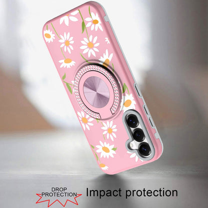 Phone Case for Samsung Galaxy S26 FE /Fan Edition Magnetic Ring Stand Matte Metal Hybrid Car Mount Friendly Shockproof Rotational Grip Diamond Design Pattern Cover