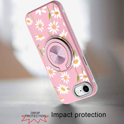 For Apple iPhone 17 Pattern Design Hybrid with Invisible Ring Stand & Magnetic Back, Shockproof Protective Grip Case Cover