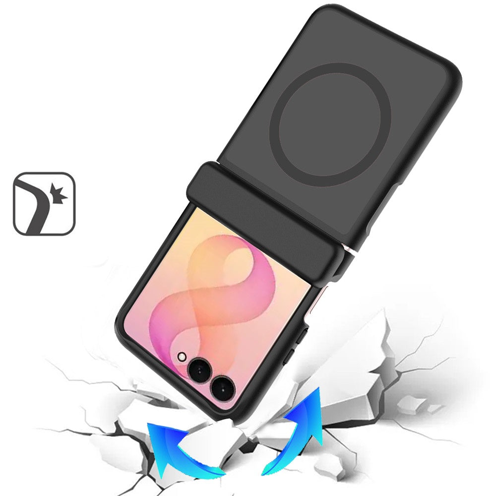 Phone Case for Samsung Galaxy Z Flip 8 Premium Matte Magnetic Foldable Hybrid Central Axis Hinge Protection Shock Absorbing TPU Slim Fit Hard PC Cover