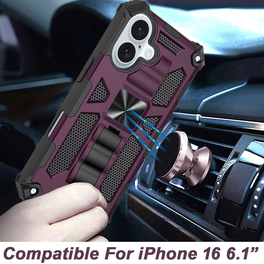 Built in Magnetic Hiden Kickstand Shockproof Rugged Armor Grip Hybrid Heavy Duty Anti Slip Protective Style