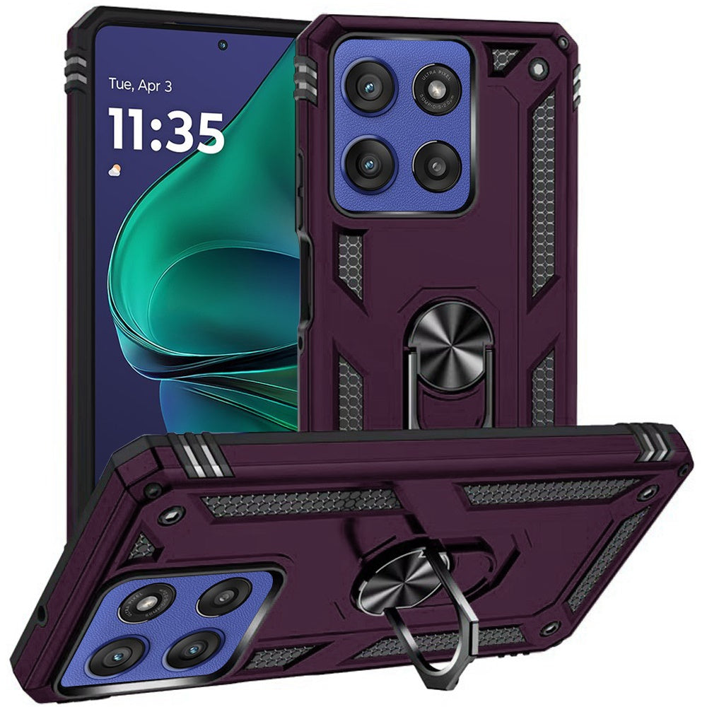 Phone Case for Motorola Moto G Stylus 5G 2026 /2025 Rotatable Ring Stand Shockproof Hybrid Armor Anti Slip Heavy Duty Fit Magnetic Car Mount Durable Grip Cover Purple
