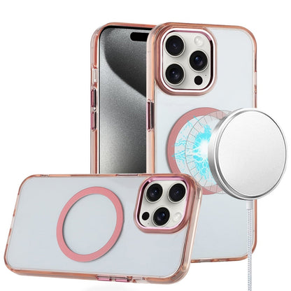 Phone Case for Apple iPhone 15 Pro Magnetic Clear Acrylic Metal Button Camera Guard Shockproof Transparent Slim Grip Premium Hybrid Cover Gold