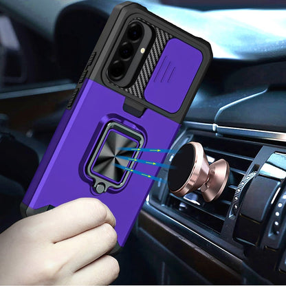 Phone Case for Samsung Galaxy A27 Card Holder Magnetic Ring Stand Shockproof Anti Slip Wallet Grip Protective Hybrid Design Cover