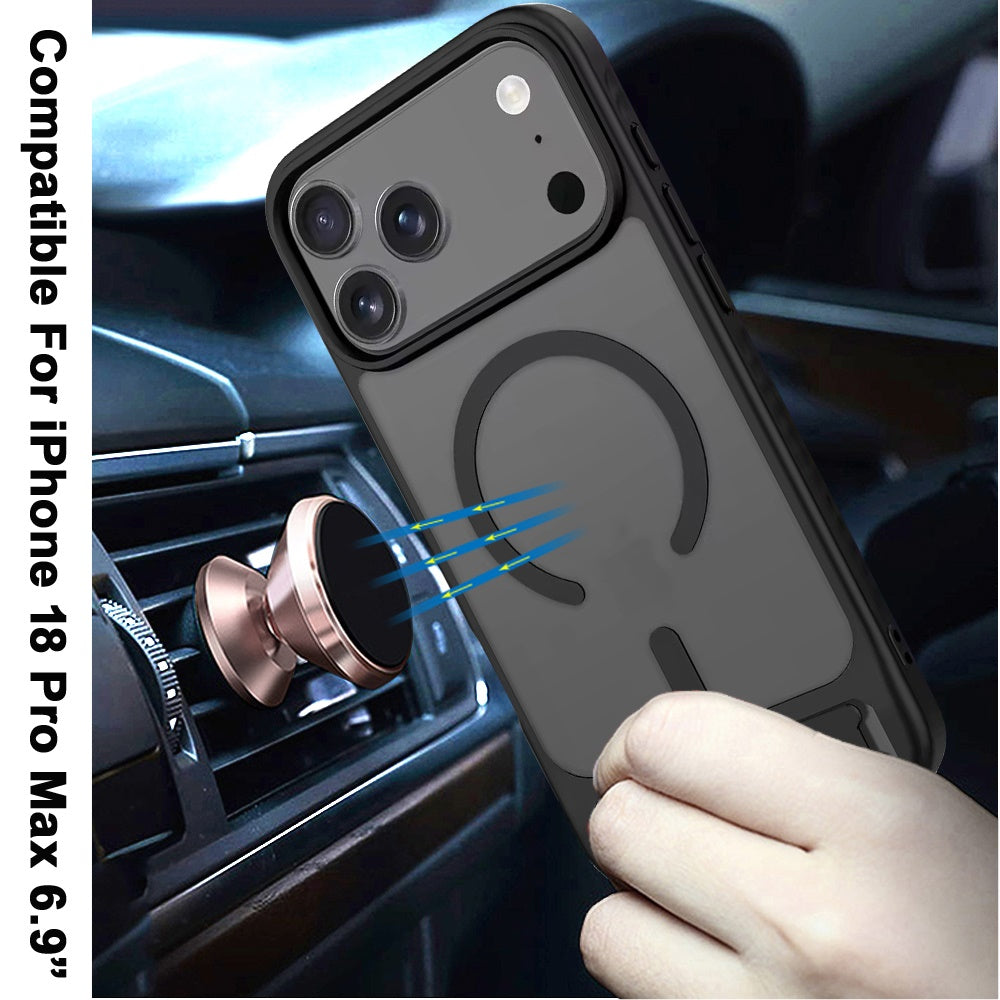 Phone Case for Apple iPhone 18 Pro Max Matte Magnetic Metal Kickstand Shockproof Grip Anti Slip Durable Protective Heavy Duty Hybrid Cover