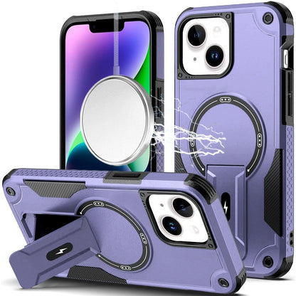 Phone Case for Apple iPhone 14 /iPhone 13 Magnetic Kickstand Rugged Shockproof Armor Grip Anti Slip Heavy Duty Protective Matte Stand Hybrid Cover Purple