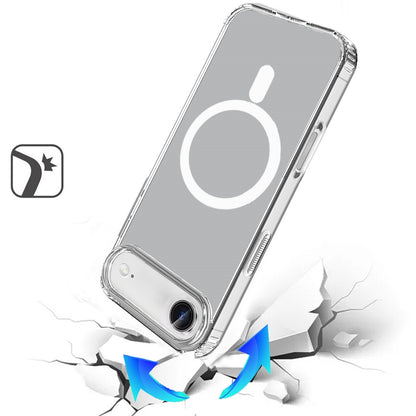 For Apple iPhone 17 Classic Hybrid True Transparent Magnetic Circle - Shockproof Hybrid Clear Bumper, Compatible with MagSafe Case Cover Cosmic Orange