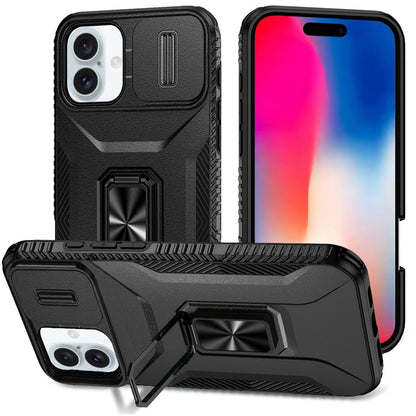 For Apple iPhone 16 Pro Max (6.9") Camera Cover Phone Case with Magnetic Rotation Ring Stand [Military Grade] Hybrid Hard Shockproof Case Cover