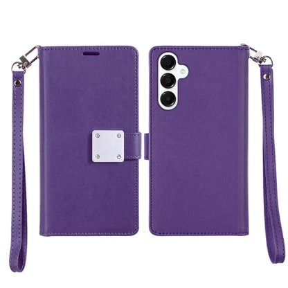 For Samsung Galaxy S25 /S24 Wallet Cases PU Leather with Credit Card /ID /Cash Holder Slot Dual Flip Book Pouch, Stand and Strap Case Cover