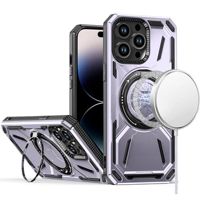 For iPhone 14 Pro Max (6.7") Hybrid Magnetic Ring and 360° Rotational Kickstand with MagSafe Compatible, Military Grade Drop Protection Case Cover Light Purple