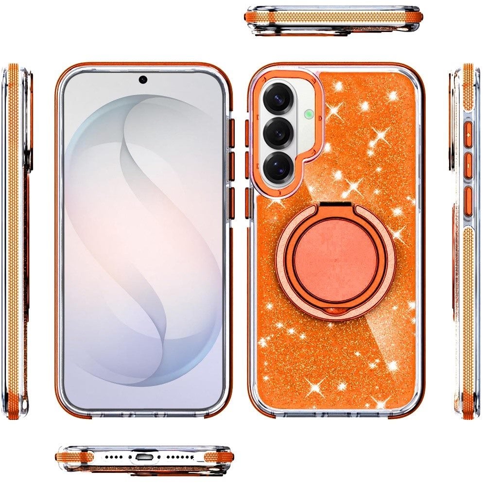 Phone Case for Samsung Galaxy S26 FE /Fan Edition Magnetic Hybrid 360 Rotating Ring Kickstand Tough Hard PC Soft TPU Glitz Shimmer Glitter Shock Absorbing Cover