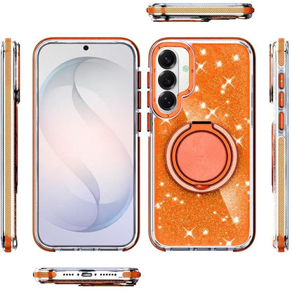 Phone Case for Samsung Galaxy S26 FE /Fan Edition Magnetic Hybrid 360 Rotating Ring Kickstand Tough Hard PC Soft TPU Glitz Shimmer Glitter Shock Absorbing Cover