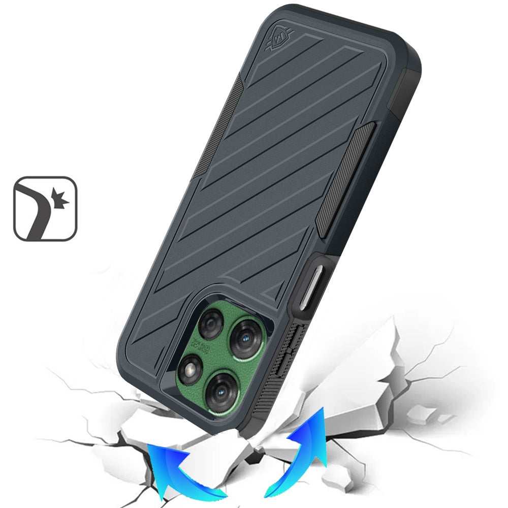 For Motorola Moto G Power 5G 2025 Premium Hybrid Rugged lined Shockproof Textured 2-in-1 Non-Slip Hard PC & TPU Non Slip Tough Case Cover