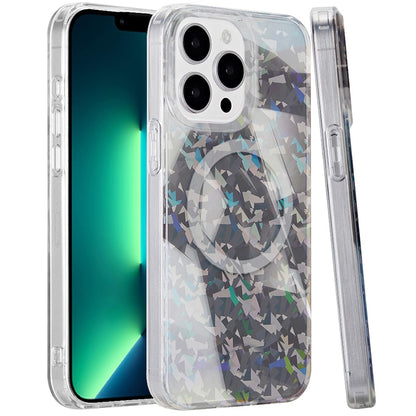 For Apple iPhone 13 Pro Max Double Layer IMD Magnetic Hybrid Shockproof Protection Anti Scratch Durable Design Secure Grip Slim Profile Compatible Design Case Cover Smoke Diamond Holographic