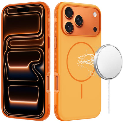 For Apple iPhone 17 Pro (6.3") Super Magnetic Premium Edged Core Matte Thick Hybrid Drop Protection Shockproof Design Case Cover Cosmic Orange
