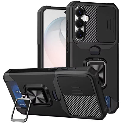 Phone Case for Samsung Galaxy S26 FE /S26 Fan Edition Card Holder Magnetic Ring Stand Shockproof Anti Slip Wallet Grip Protective Hybrid Design Cover