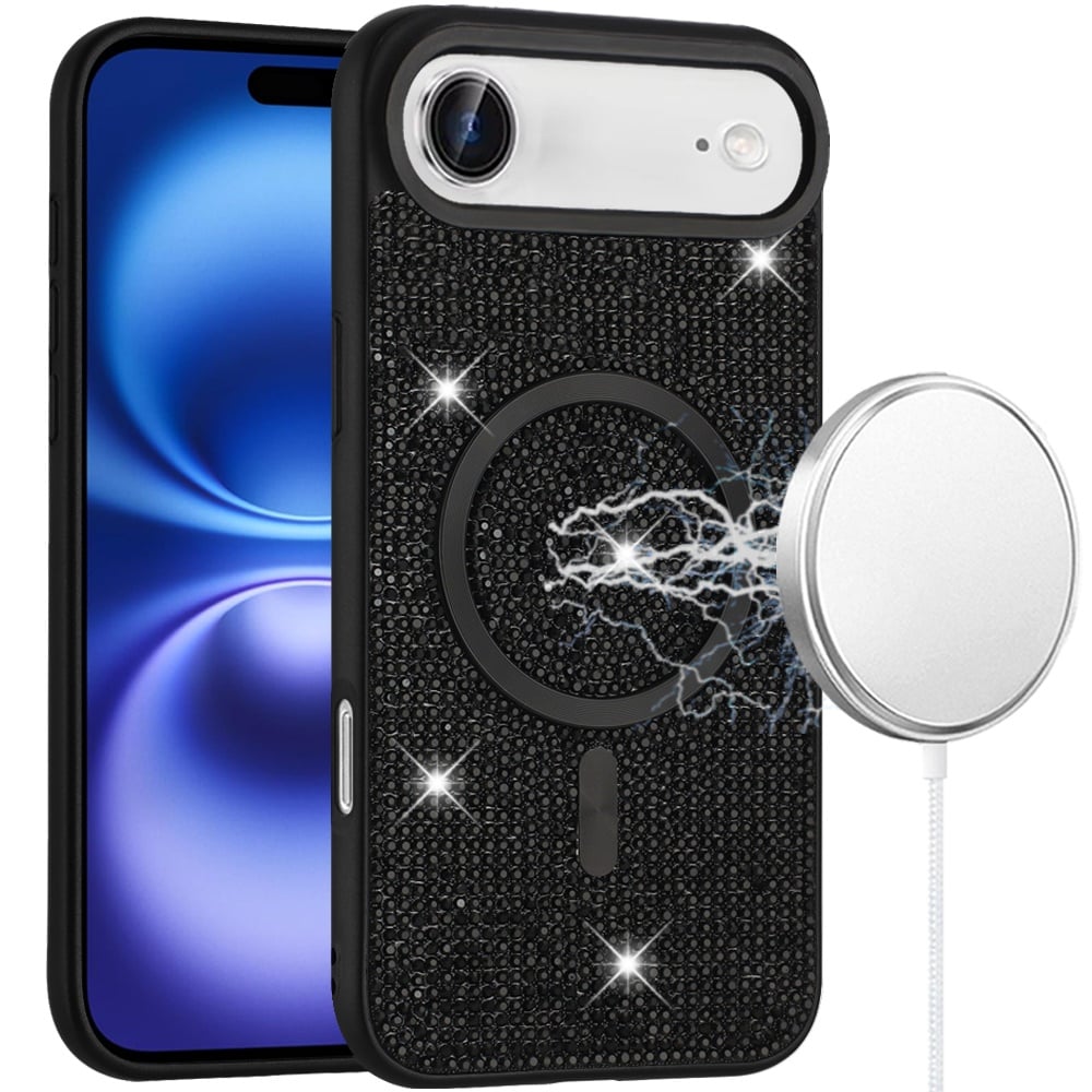 For Apple iPhone 17 Air (6.6") Sparkly Diamond Bling Case Rhinestone Skin Hybrid with Magnetic Circle, MagSafe Compatible Case Cover