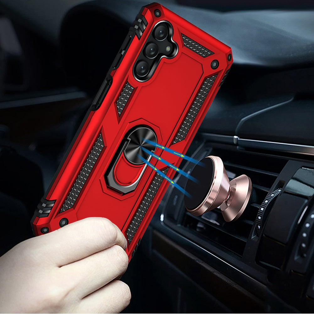 Phone Case for Samsung Galaxy A56 / A36 Rotatable Ring Stand Shockproof Hybrid Armor Anti Slip Heavy Duty Fit Magnetic Car Mount Durable Grip Cover Red