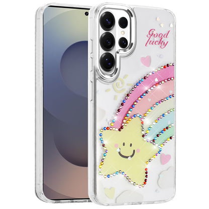 For Samsung Galaxy S26 Ultra Butterfly Resin Epoxy Diamond Design Metal Edged Hybrid Shockproof Heavy Duty Drop Protection Case Cover