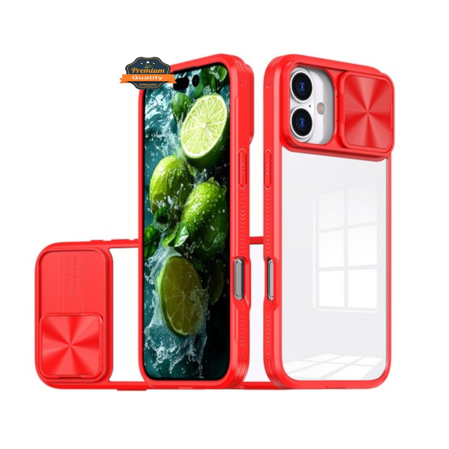 For Apple iPhone 16 Pro (6.3") Slide Camera Cover Lens protector Anti-Scratch Shockproof Clear Back and Color Frame Bumper Case Cover