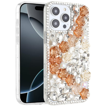 Rose Flower Full Diamond Bling Rhinestone Glitter Luxury Stylish Sparkle Protective Designer Hybrid