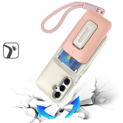 For Apple iPhone 17E /16E Wallet Case with 2- Credit Card Holder, Wrist Strap & Kickstand Hybrid Shockproof TPU Case Cover