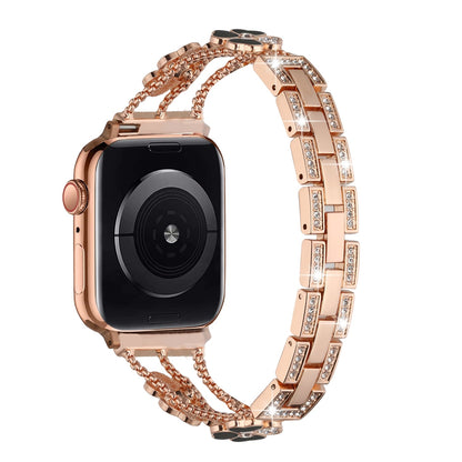 Watch Band Zinc Alloy Heart Link Bracelet Rhinestone Secure Clasp Durable Metal Replacement Adjustable