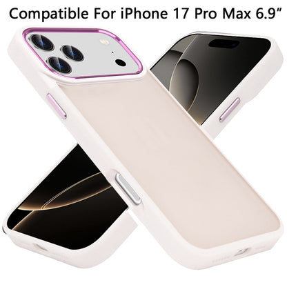 For Apple iPhone 17 Pro Max (6.9") Slim Fit Thin Hybrid,Frosted Matte Polished Acrylic Hard PC with TPU Rubber Frame Case Cover Beige
