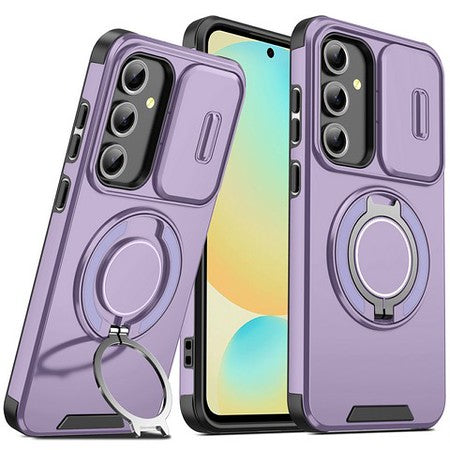 For Samsung Galaxy S25+ S25 Plus /S24+ Hybrid Case with 360° Magnetic Ring Stand, Camera Slide Protector & Compatible with MagSafe Case Cover